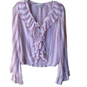 American Eagle Outfitters Ruffle Lace-Up Top Small